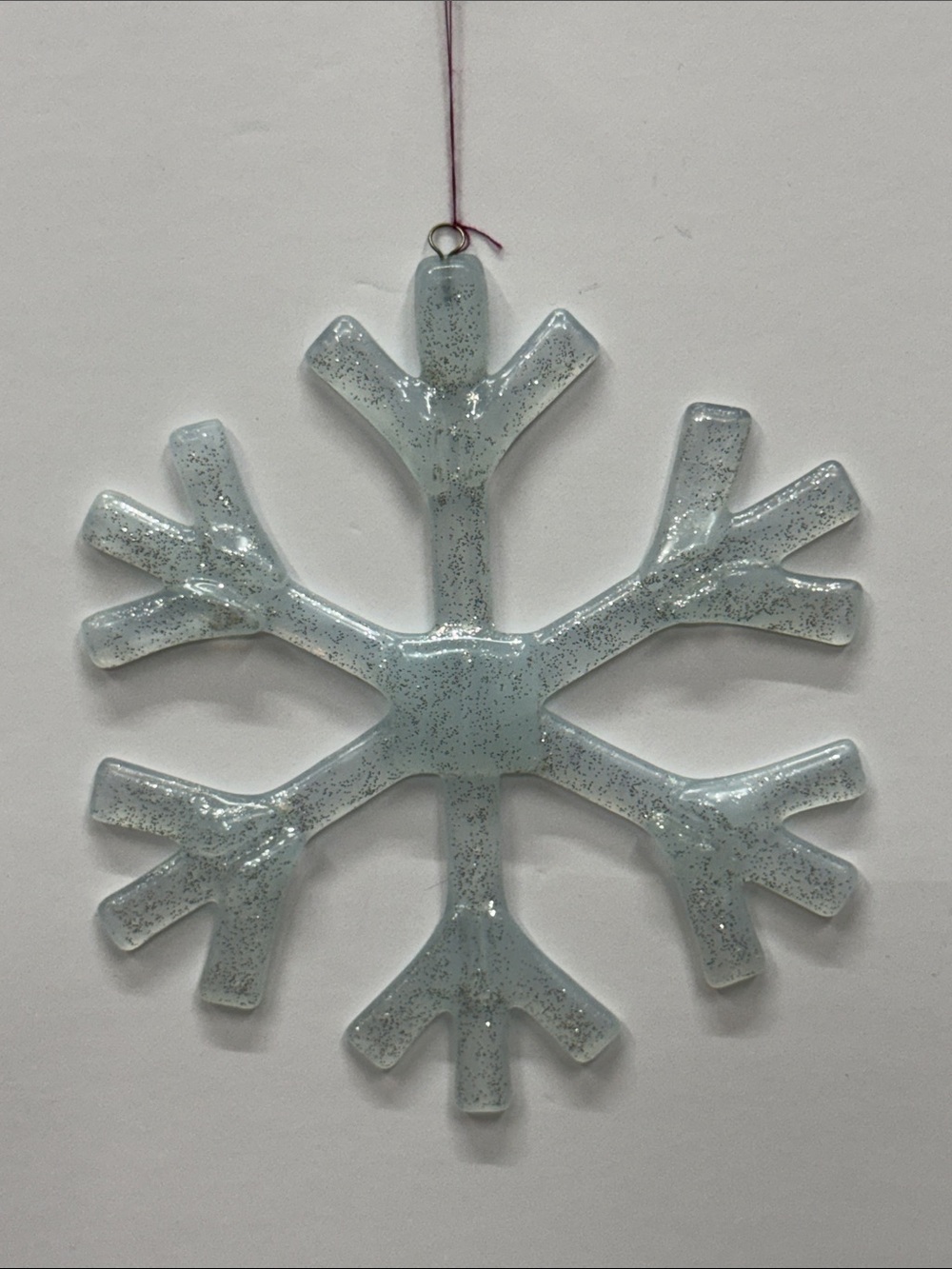 Glass Snowflake Holiday Ornament - Frosted Silver Blue